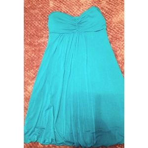 Teal/turquoise strapless sundress